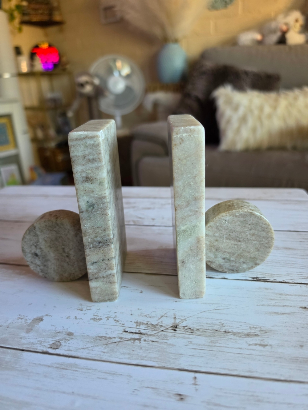 Stone Marble Bookends in Light Gray - Home Accents